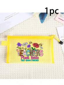 教師節迷你網格拉鍊收納袋，花卉蜜蜂化妝包附「Teacher Forever Seed」印花，迷你沙灘包，迷你拉鍊網格收納袋，零錢包，透明旅行化妝包，便攜輕量透明多色迷你收納袋，適合家人、朋友、教師、女性的完美禮物，適用於日常使用、沙灘旅行、存放化妝品、文具、盥洗用品、零錢、雜物，適合學年末、開學季、派對、教師節的絕佳禮物 - 彩色 - 查看 16