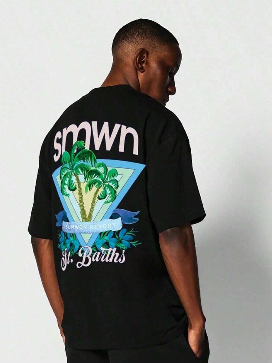 Camiseta  con estampado gráfico del resort - Negro - Ver 1