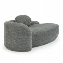 Minimalist Teddy Fleece Sofa With Rounded Design, Softly Padded Couch With Cushions, Versatile For Living Room, Bedroom And Studio. - 深灰色 - 查看 11