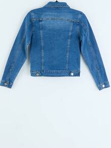Slim Denim Jacket With Premium Distressed Details,  Urban Style. - 中藍色 H3NZY03 - 查看 6