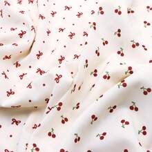 1pc Cherry & Bowknot Dot Minimalist Style Printed Fabric 19.68x58.3 Inches (50X148cm), Patchwork For Quilting, DIY Craft Projects, Gift Giving, Bag Crafting, Pillow Covers, DIY Handmade Sewing Precut For Patchwork Craft Supplier - Default - View 2