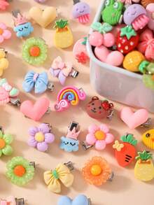 10/30/50pcs Girls Teens Multi-Color Bow Flower Heart Hair Clips, Front Side Bangs Hair Clips, Fashion Versatile Side Clips, Alligator Hair Clips, Suitable For Daily Use And Gifts - Multicolor - View 2