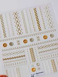 1pc Vintage Minimalist Sweater Texture Button Embossed Press-On Nail Stickers 5D Nail Art Cozy Textured Knit Self Adhesive Nails For Women's Chic DIY Manicure Decals - Multicolor - View 7