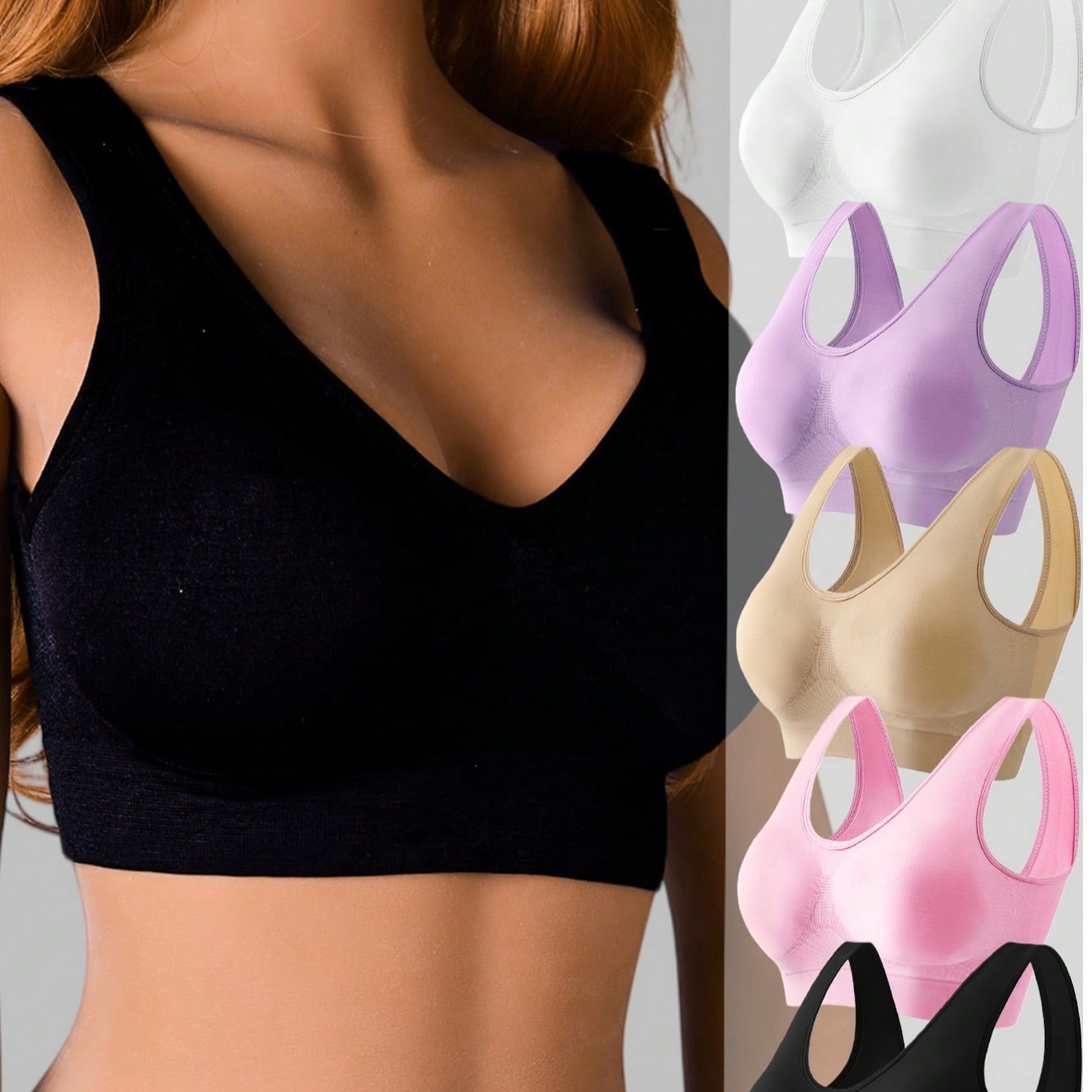 Pcs/Set Sujetador Sexy para Mujer Talla Grande con Efecto Push-Up, Sujetador Sin Espalda Talla Grande, Sujetador Sin Aros Talla Grande, Sujetador Tran