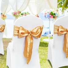 Decoración de fundas para sillas con detalles dorados, 50 unidades