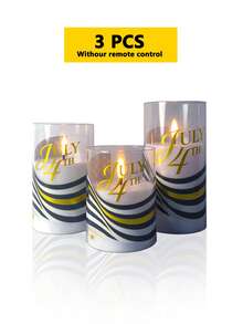 3pcs Flameless Candle Lights With Remote Control/Timer Function, Battery Operated Warm Light Candles, For Table Centerpiece Decoration, Suitable For US Independence Day, Holiday Atmosphere Decorative Lights - Warm Light - View 11