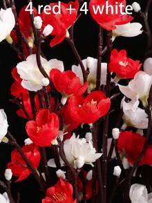 3/9/14pcs Artificial White Plum Blossoms, Suitable For Home, Hotel, Office, Wedding And Garden Decoration. Perfect For Home Decor, Living Room, Wedding Centerpieces, Engagement Handmade Floral Arrangements, Birthday Gifts And Other All-Season Uses - White - View 9
