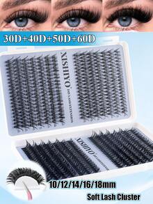 560pcs Cluster Lash Set -- 30D + 40D + 50D + 60D, Curl 10-18mm, Mixed Length, Natural Fluffy Volume, DIY Assemblable And Reusable Faux Mink Lash Extensions, Feather-Light And Hypoallergenic (Suitable For Beginners), Applicable For Wedding/Party/Daily Wear Lash Clusters, Eyelash Clusters, Individual Lashes, Eyelashes, False Eyelashes - View 4