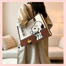 1pc Snoopy Canvas Tote Bag, Large Capacity Shoulder Bag, Suitable For Daily Commute, School, Picnic, Cute Cartoon Gift For Women And Girls - View 3