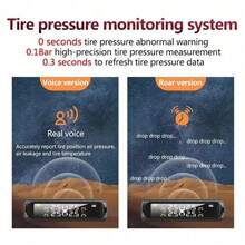Solar Power TPMS Car Tire Pressure Alarm Monitor System Warning Systems Alarm Auto Pressure Tyre Security Temperature D1K8 - Solar External Voice Tire Pressure Monitor - View 6