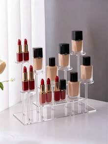 1pc - Acrylic Cosmetic Organizer Box, Multi-Layer Transparent Display Rack, Suitable For Perfume, Skincare, Cosmetics, Bathroom, Bedroom, Home Decor - Multicolor - View 6