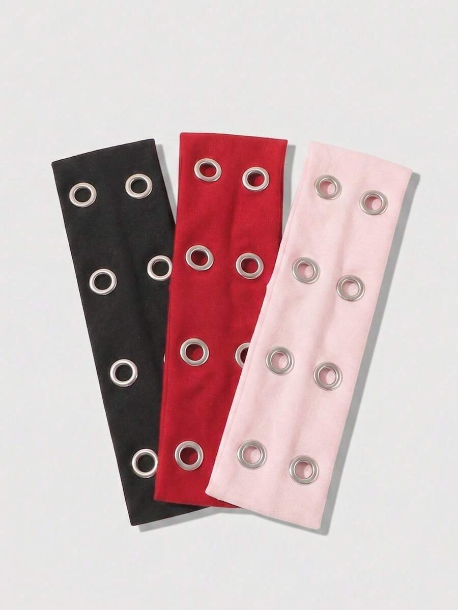 3pcs Fashion Punk Gothic Soft Non-Slip Elastic Hollow Out Headbands, Suitable For Beach, Yoga, Sports And Daily Casual Wear - Multicolor - View 1