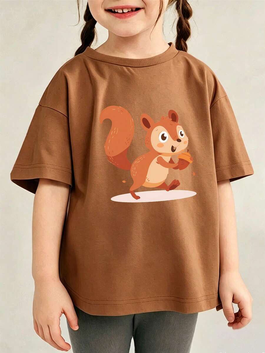 Camiseta con hermosos estampados para niñas perfecta para disfrutar de los días soleados de verano - Marrón - Ver 1