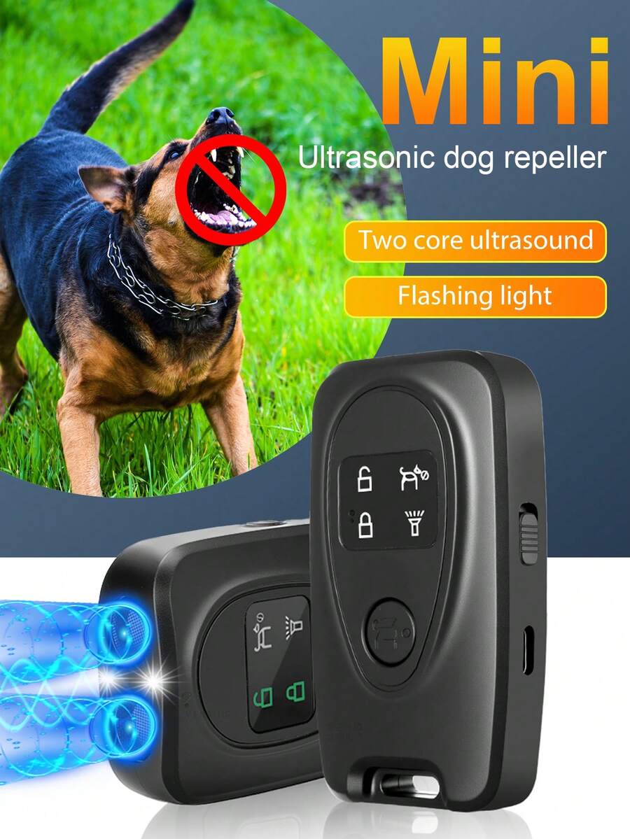Repelente de perros ultrasónico de alta potencia con linterna LED, dispositivo antiperros para exteriores, unidad antiladridos ultrasónica, para entrenamiento de perros y control de ladridos, apto para interiores/exteriores