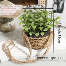 1/3 chậu hoa giả mây, 14cm (5.51 inch), Kích thước chậu: 9.5x9.5x5cm (3.74x3.74x1.97 inch), Màu xanh lá cây, Chất liệu PE, Chậu cây giả trang trí nhà cửa, Trang trí cảnh quan, Sợi polyester, Trang trí bàn làm việc, Ngày lễ tình nhân, Lễ Phục sinh, Trang trí ký túc xá trường học, Văn phòng, Trang trí mùa xuân/hè - màu xanh lá - Xem 14