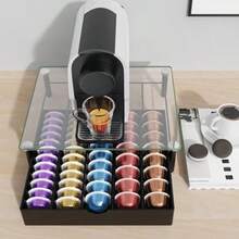Organizador de cajones para cápsulas de café con tapa de vidrio templado vidrio transparente - Cristal transparente - Ver 8