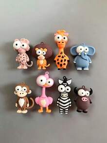 8pcs/1pc Cute Cartoon Fridge Magnets, Suitable For Decorating Kitchen, Office Whiteboard, Storage Cabinet, Cupboard And Home Dishwasher - I - View 1