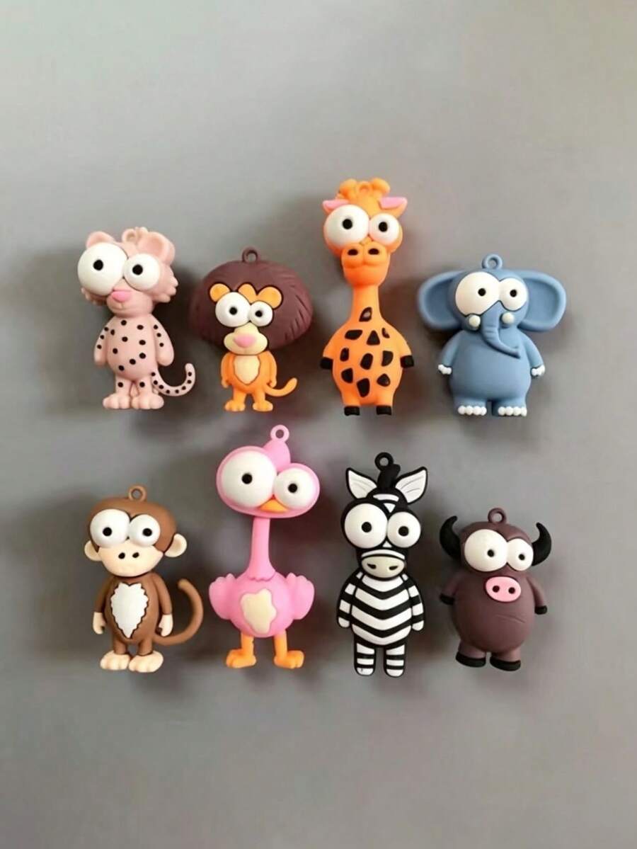 8pcs/1pc Cute Cartoon Fridge Magnets, Suitable For Decorating Kitchen, Office Whiteboard, Storage Cabinet, Cupboard And Home Dishwasher - I - View 1