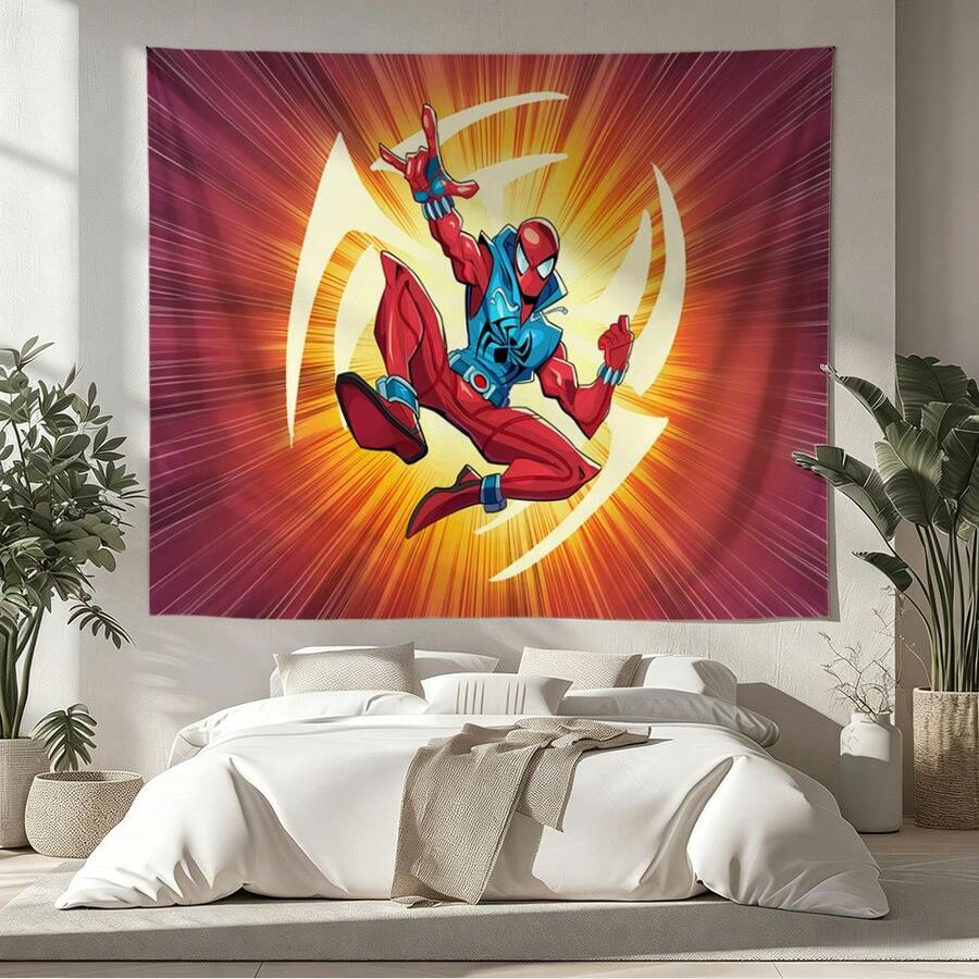 1pcs M Arvel Superhero Series S Pider-Man Theme Tapestry, Superhero Patter Wall Hanging Fabric Poster Cool Comic Art Background Blanket, Modern Home Fashion Decor, For Living Room Bedroom College Dorm Game Room Home Decor Fans Gift - Nhiều màu - Xem 1
