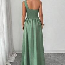 jianchaimaoyi02  Vestido de línea A con abertura, tirantes de hombro, espalda descubierta y ajustable en la cintura, con estampado floral verde. Elegante, romántico, femenino y versátil, ideal para uso casual, negocios, playa y fiestas en primavera/verano. - Marrón Chocolate - Ver 3