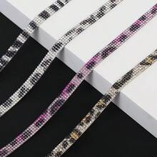 1 Yards Resin Rhinestone Ribbon Self-Adhesive Diamond Ribbon Crystal Roll Sparkling Resin Diamond Ribbon For DIY Art Craft Shoes, Bags, And Dress Decoration Accessories - Leopard Print Series - View 6
