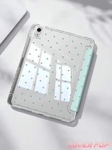 薄荷綠圓點背景深綠圓點平板保護殼，相容於 iPad 9.7/10.2/10.5/10.9/12.9/Pro 11、第10代，相容於 Galaxy Tab S6 Lite 10.4 吋，相容於 Kindle Paperwhite 第12代 2024、Kindle (第11代 - 2024年上市)，柔軟防震，智慧支架/自動喚醒/休眠，Y型折疊平板保護套，支援多種觀看角度 - 彩色 - 查看 3