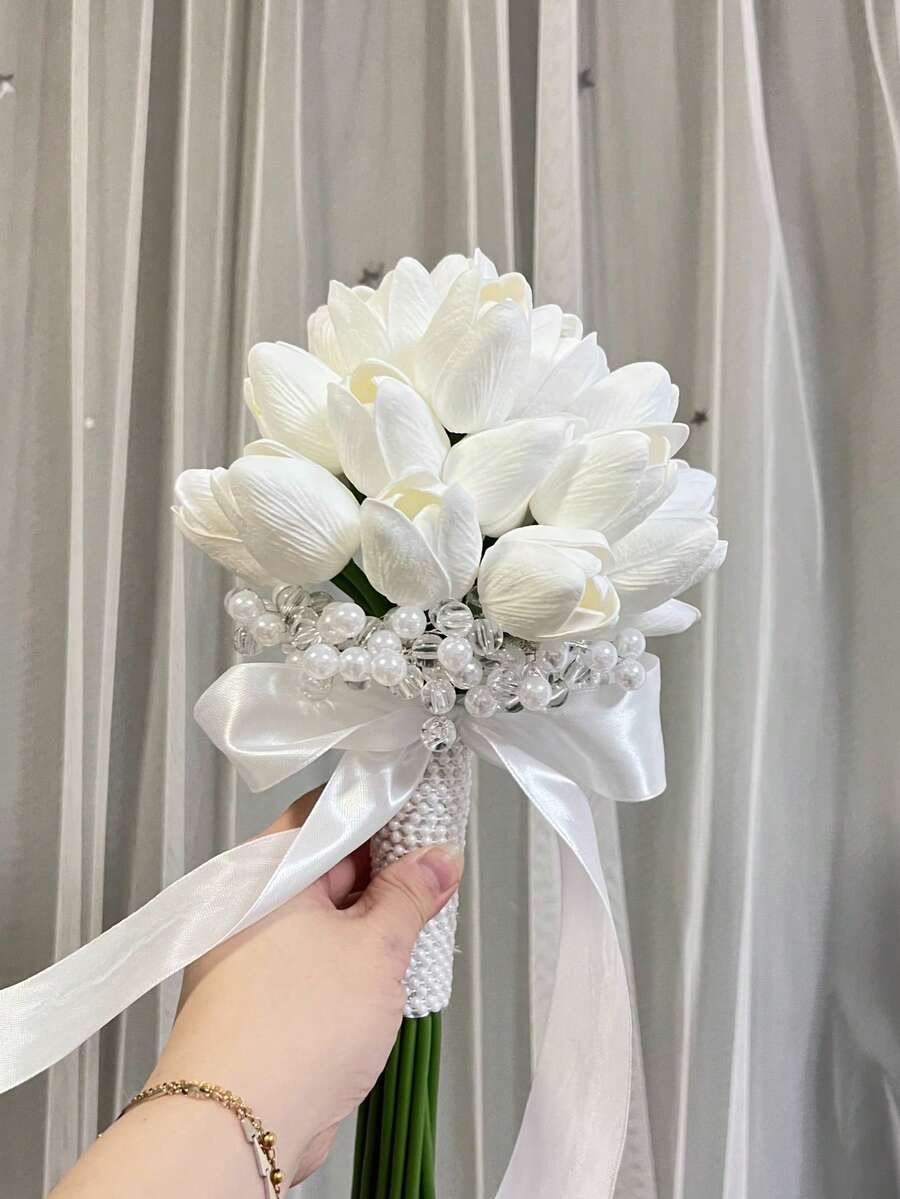 逼真马蹄莲人造花新娘捧花、伴娘捧花、婚礼装饰、摄影道具