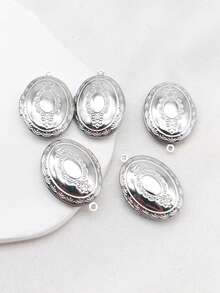 5pcs Fashion Stainless Steel Oval Embossed Pattern Locket Pendant, Photo Locket Small Box With Flip Cover, DIY Unique Ideal Gift For Friends Birthday, Family, Mom/Grandma/Wife Anniversary Gift, Autumn Fashion, Casual, Vintage, Personalized, Daily Wear, Prom, Mother's Day, Valentine's Day, Graduation, Wedding - Multicolor - View 10