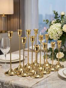 Candle Holder Set/Elegant Candle Holder, Metal Candle Holder, Cone-Shaped Candle Holder, Fireplace Decor Candle Holder, Wedding Decor Pillar Candle Holder, Elegant Metal Candle Holder, Vintage Candle Holder, Wedding Use, Holiday Decor, Banquet - Luxury Model - View 14
