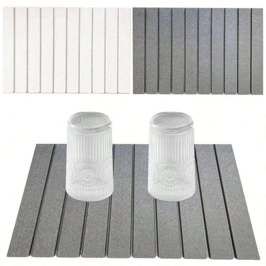 Foldable Stone Dish Drying Mat Super Absorbent Diatomaceous Earth Drying Mats - Light Grey - View 1