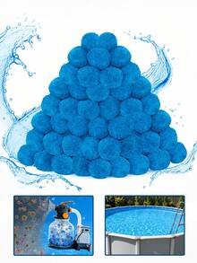 200g Blue Pool Water Filtration Balls - Reusable, Efficient Alternative To Pool Filtration Sand. Blue Filtration Balls, Suitable For Aquarium, Pool Water Filtration Sand Systems, Can Replace Filtration Sand. , Washable Pool Water Cleaning Accessories. - Blue Filter Ball - View 2