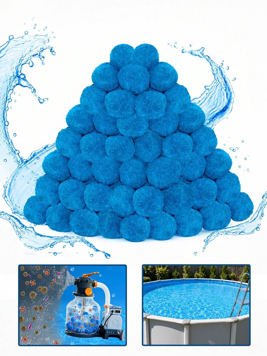 200g Blue Pool Water Filtration Balls - Reusable, Efficient Alternative To Pool Filtration Sand. Blue Filtration Balls, Suitable For Aquarium, Pool Water Filtration Sand Systems, Can Replace Filtration Sand. , Washable Pool Water Cleaning Accessories.