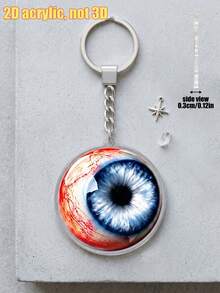 1pc Creative Funny Eyeball Flat Acrylic Keychain, Unisex Eye-Catching Bag Charm Decoration, Portable Personalized Art Key Organizer, Suitable For Daily Home Decor, Prank Gadget - Multicolor - View 6
