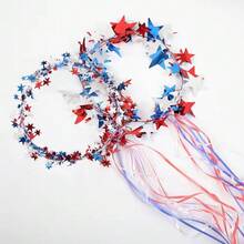 1pc Decorative Red White Blue Five-Pointed Star Headband With Long Tassel Streamer Hair Accessory - View 3