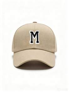 1 Piece Kids Khaki Baseball Cap With Nude Chenille Letter E Patch, Sun Protection Adjustable Hat For Spring & Summer, Ideal For Hiking, Camping, Outdoor Sports, Streetwear & Family Trips, Fits Ages 8-16Y - Khaki - View 8