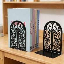 Hollow Metal Bookend With Natural Floral Pattern, Suitable For Organizing And Decorating Bookshelves And Bookcases, An Artistic Gift For Book Lovers, Bibliophiles And Office Workers - One Size - View 7