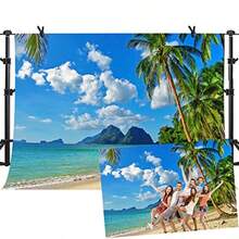 MME 10ftx7ft Tropical Backdrop Beach Photo Backdrop for Picture  Party Photography Props GEME745 - Amarillo azul - Ver 2