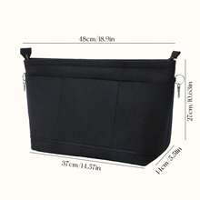 1pc Felt Fabric Women's Multifunctional Washable Large Capacity Bag-In-Bag Makeup Pouch Toiletry Bag Organizer Pouch Desk Storage Box Inner Support Bag - Black - View 17