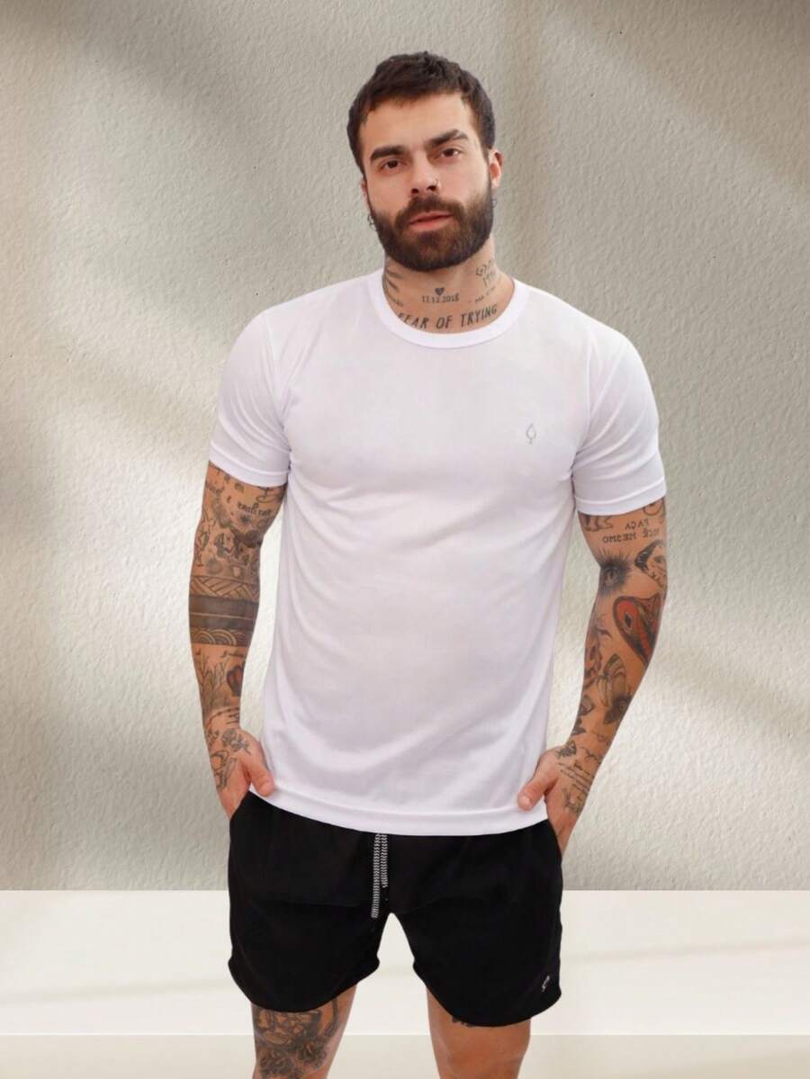 Men's Dry Short Sleeve Gym Training T-Shirt - Blanco - Ver 1