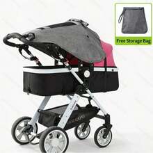 1pc High Landscape Reversible Stroller Canopy Accessory, Sunshade, UV Protection, Comes With Separate Storage Bag - Cart Sunshade - View 12