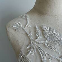 1PC Embroidered Beaded Lace Decorative Applique, Used For DIY Sewing Clothing Hand Decoration - ZH240 - View 4