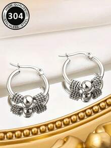1 Pair Charming Hoop Earrings, Designed For Women, Suitable For Wedding, Engagement, Anniversary Party, Valentine's Day Gift - Silver - View 7