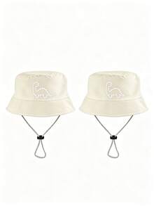1pc/2pcs Kids Dinosaur Pattern Bucket Hat, Solid Color Sun Protection Hat, Suitable For Outdoor Sun Protection And Daily Casual Wear - Multicolor - View 22