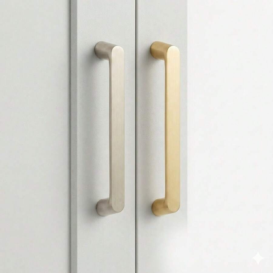 Fanruier 6pcs Modern Brushed Nickel/Copper Color Aluminum Alloy Cabinet Pulls, Minimalist Kitchen Cabinet Drawer Handles, Wardrobe Closet Furniture Hardware - A - View 1
