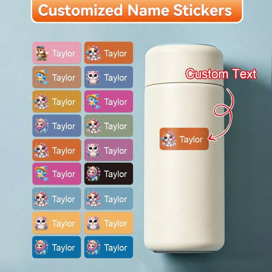 Custom Name Stickers - Personalized Waterproof Labels For School Supplies, Clothing, Bags, Shoes, Water Bottles, And Mugs | Durable, Fashionable Design For Organization And Smooth Surface Application - Watermelon Pink - View 1