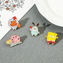 SpongeBob SquarePants SquarePants 1/4 件 抽象卡通胸針 可愛松鼠沙地蝸牛 琺瑯針 金屬徽章 珠寶 背包衣物配件 禮物 - 彩色 - 查看 8