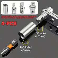 Set Adaptor Soket 4 Buah, Adaptor Soket Kunci Ratchet, Adaptor Kunci Ekstensi, Konverter Ukuran Penggerak 1/4", 3/8", 1/2" - Dengan Kepala Ujung, Cocok Untuk Mata Bor dan Kunci Pas Listrik - 4 buah - View 7