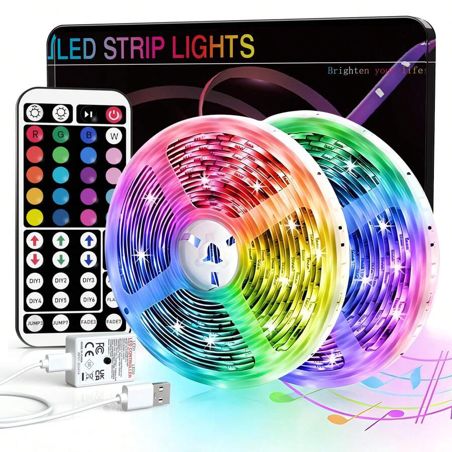 3ft-100ft Led Strip Lights For Room Decor, Remote Control Color Changing Strip Lighting Can Adjust Color And Brightness, 6 DIY Modes, Led Lights For Bedroom Decor, Home Decor, TV Backlight, Living Room, Kitchen