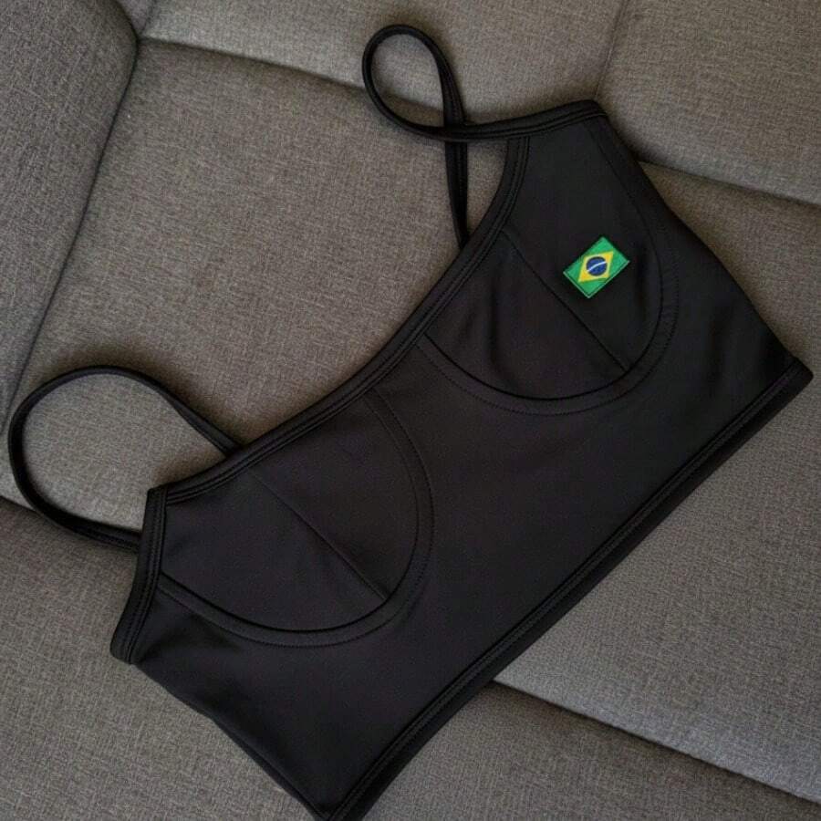 Cropped Half-Cup Top In Colors - Bandera Negra - Ver 1