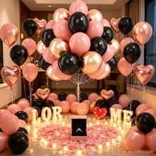 27/36pcs Party Balloon Set, Includes Matte Black, Champagne Gold And Vintage Pink 10-Inch Thick Anti-Burst Latex Balloons, Optional Ribbon Matching, Perfect For Birthday, Theme Party, Shower, Wedding, Valentine's Day, Proposal Engagement, Anniversary, Prom, Gender Reveal Decoration And Other Important Holidays, Suitable For Indoor And Outdoor Photography Props And Decoration - View 5